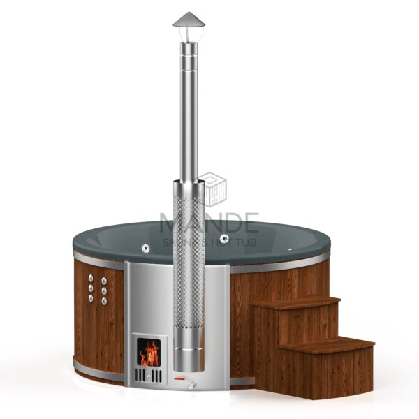 Hot tub with integrated oven 2.0m inside / 2.25m exterior – Spruce wood