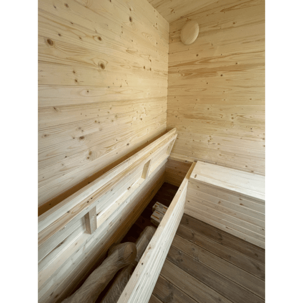 Square 400x240cm sauna with pre-sauna – Painted wood