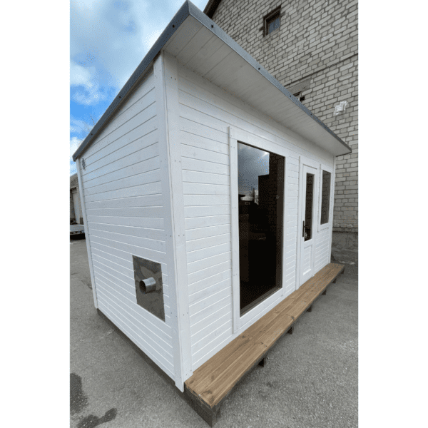 Square 400x240cm sauna with pre-sauna – Painted wood