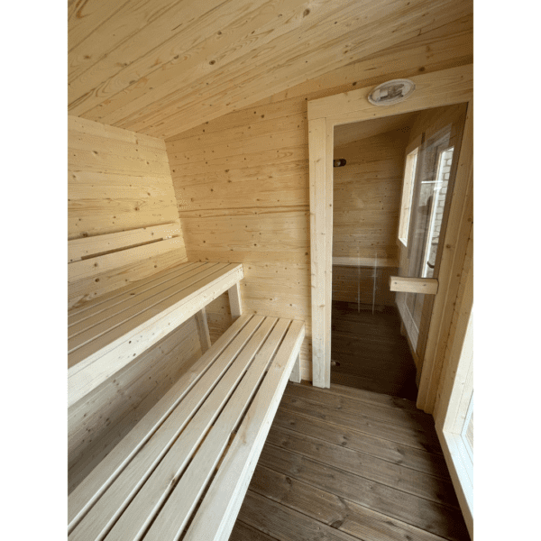 Square 400x240cm sauna with pre-sauna – Painted wood