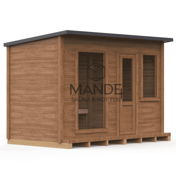 Square 400x240cm sauna with pre-sauna – Painted wood