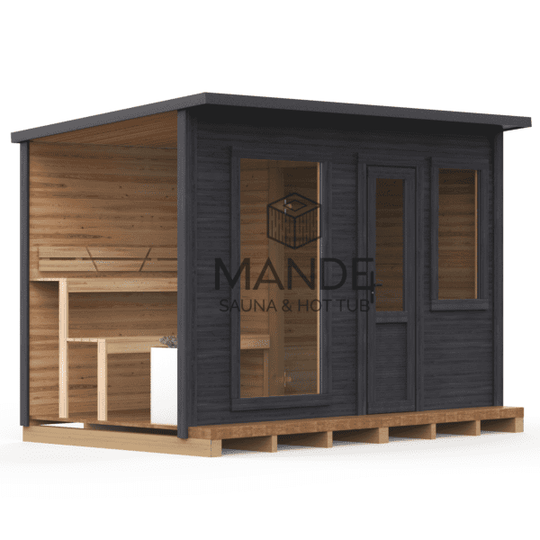 Square 400x240cm sauna with pre-sauna – Painted wood