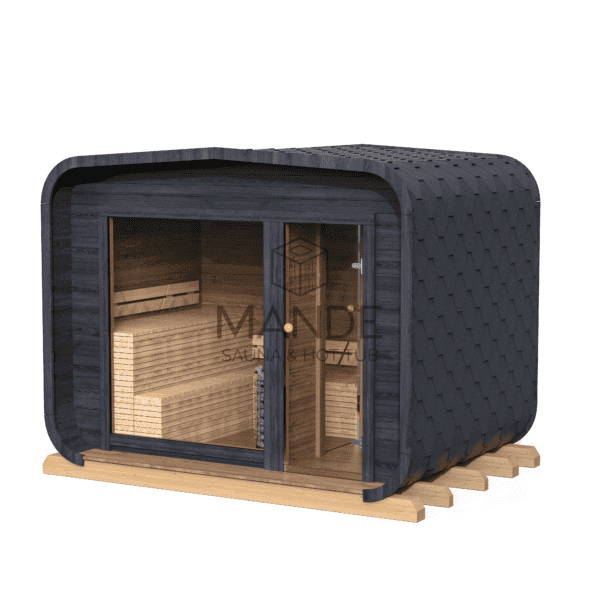 LUX sauna with anteroom 245×340 - Thermo wood