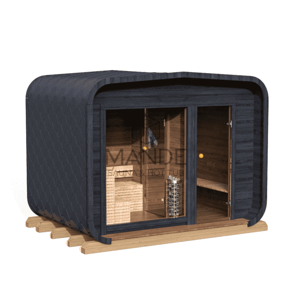 LUX sauna with anteroom 245×340 - Thermo wood