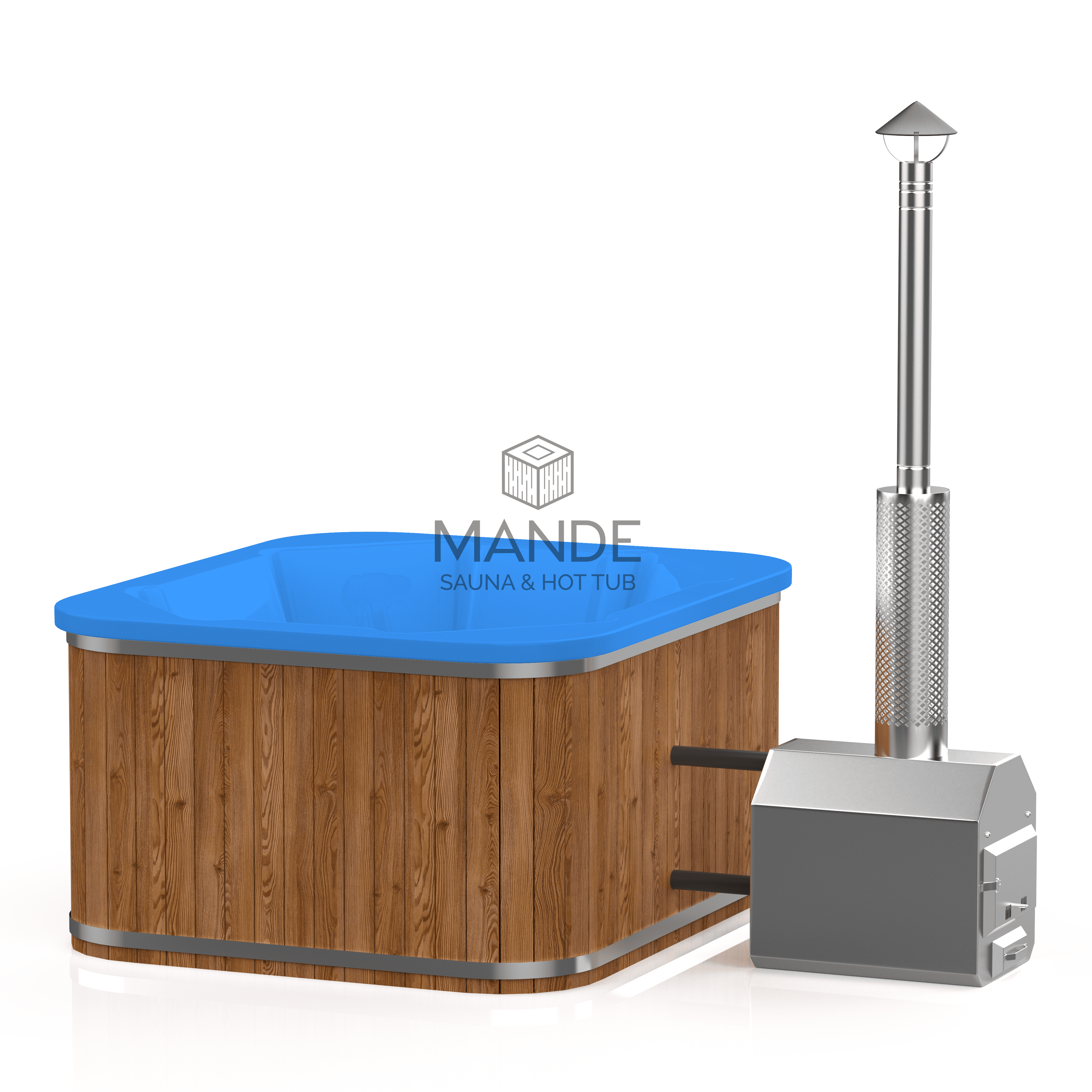 Square hot tub (external oven) 192x162 - Thermo wood Square hot tub (external oven) 192x162 - Thermo wood